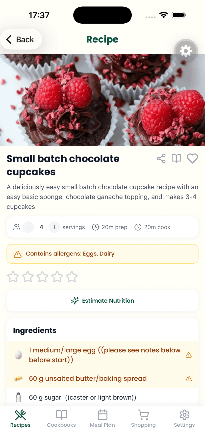 Cooking mode with step-by-step instructions